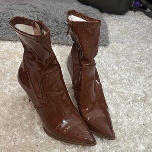 Steve Madden Glossy Brown Ankle Booties